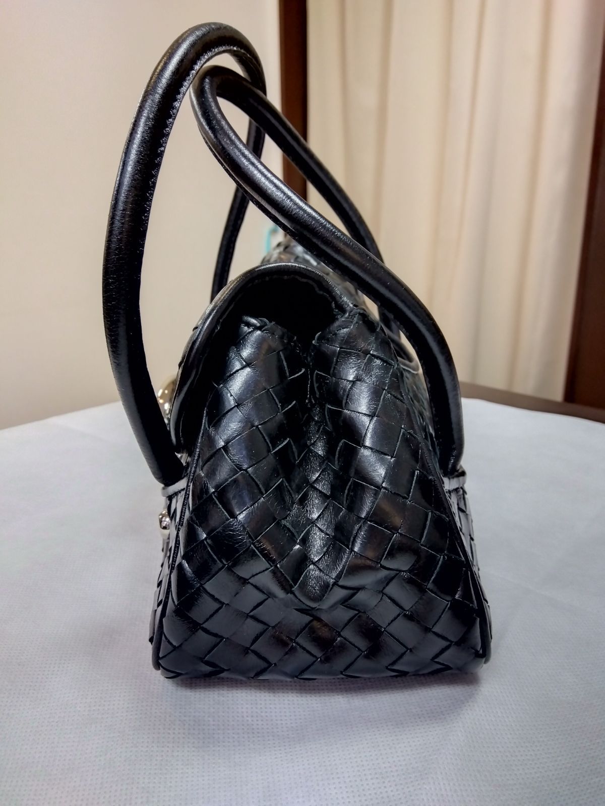 M20 FRANCESCO BIASIA フランチェスコビアジア バッグ 黒 革 編み込み