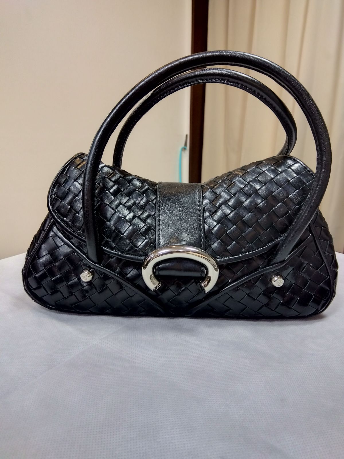 M20 FRANCESCO BIASIA フランチェスコビアジア バッグ 黒 革 編み込み