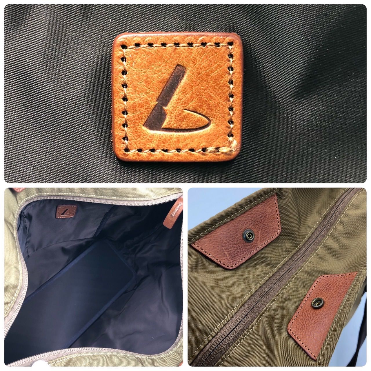 土屋鞄 トートバッグ ナイロン レザー カーキ ブラウン A4収納可