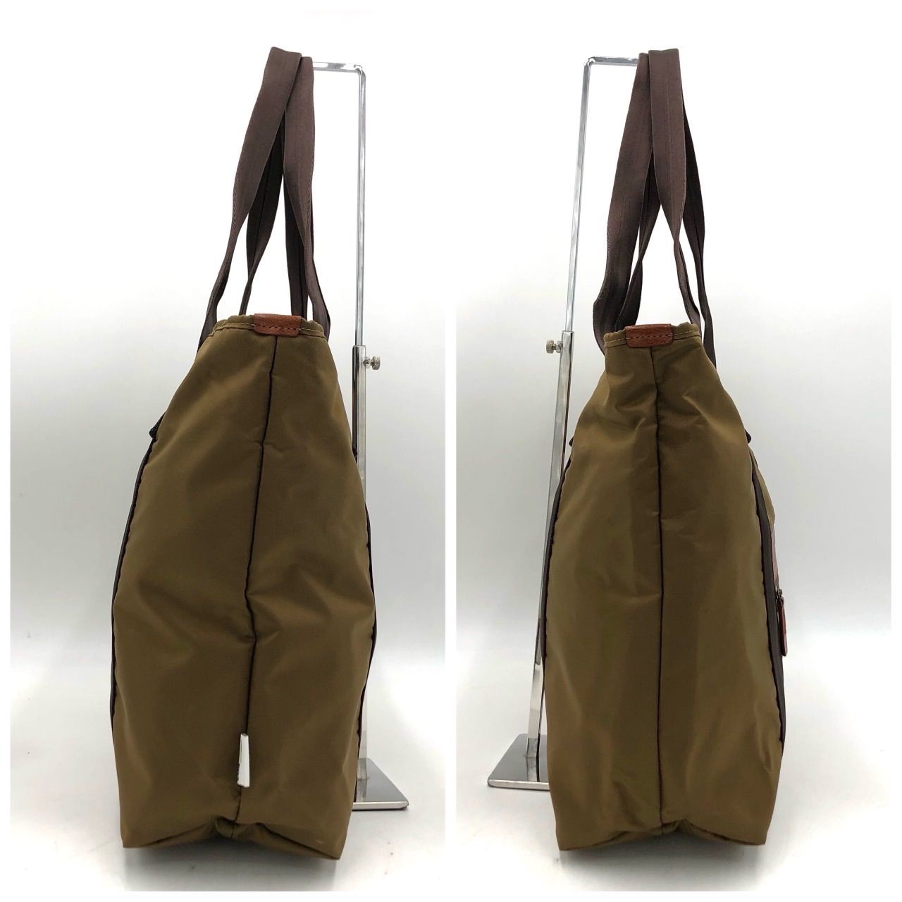 土屋鞄 トートバッグ ナイロン レザー カーキ ブラウン A4収納可