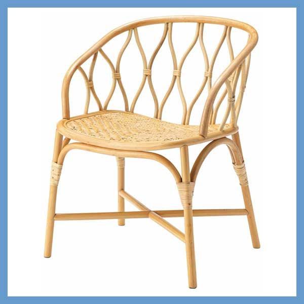De ラタン椅子⑤ 天然ラタンのサロンチェア（籐椅子）「W55×D55.5×H70×SH44.5cm」No.506