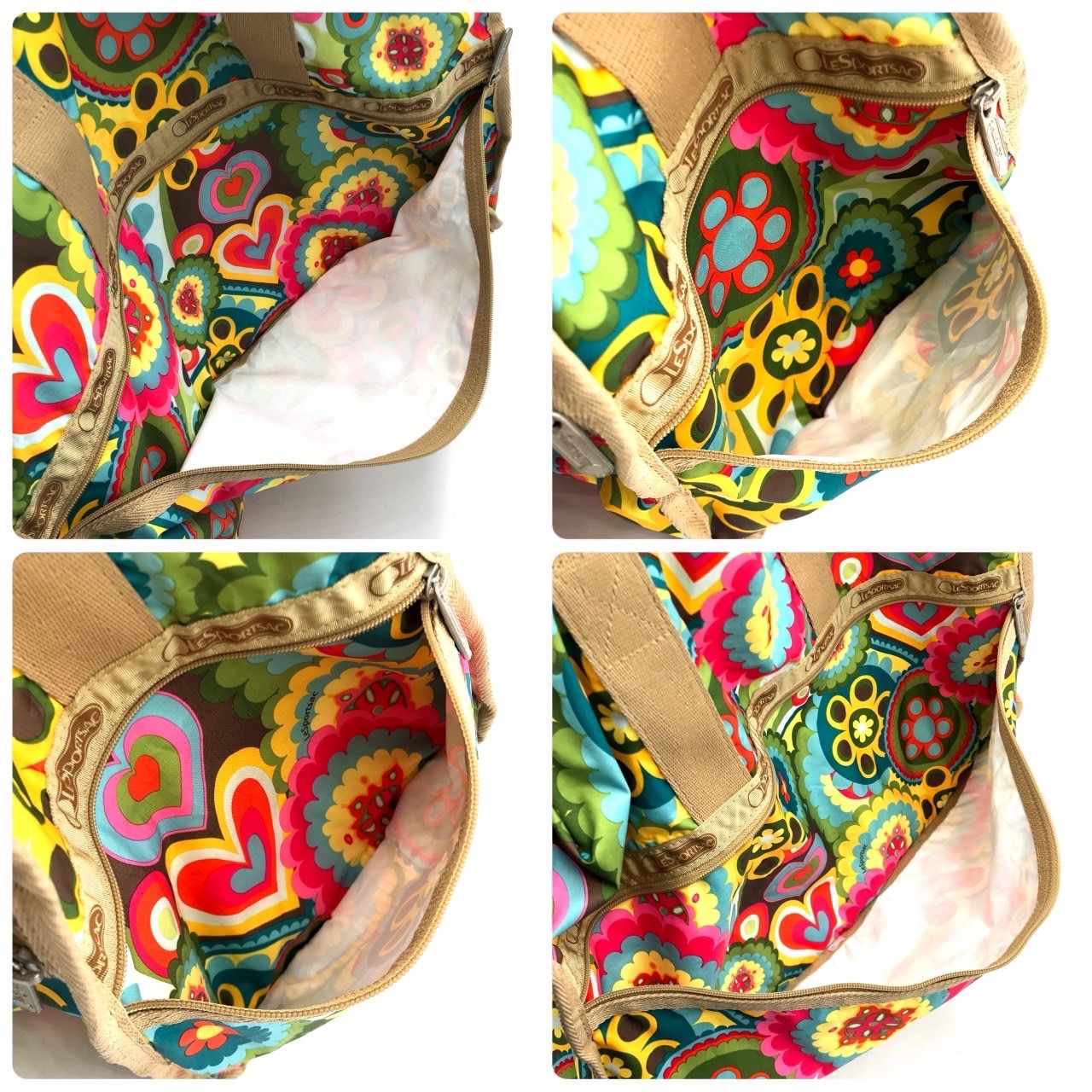 LeSportsac レスポートサック ボストンバッグ 旅行 花柄 ハート 鍵付