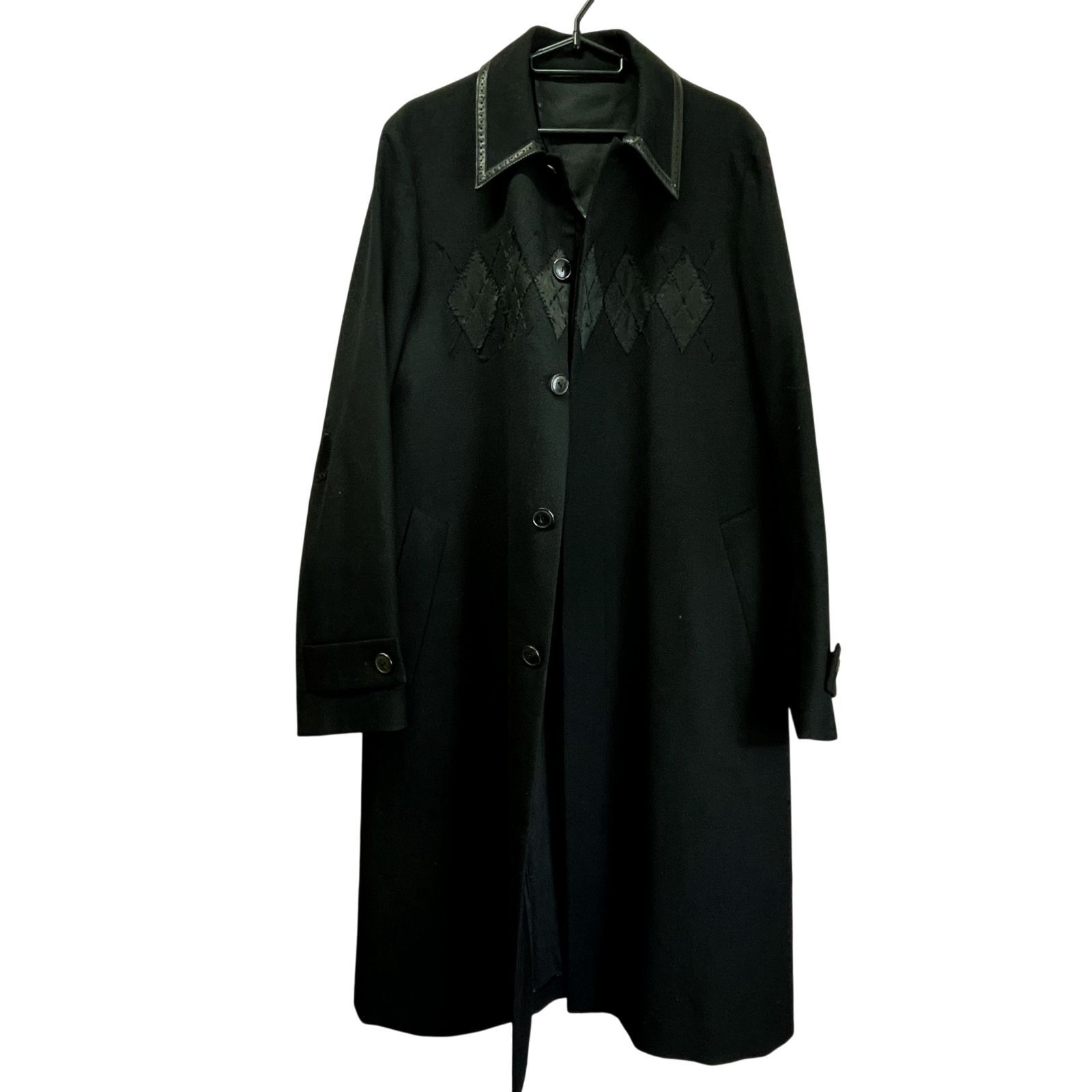 NUMBER (N)INE ナンバーナイン ウール×レザー ロングコート シルク