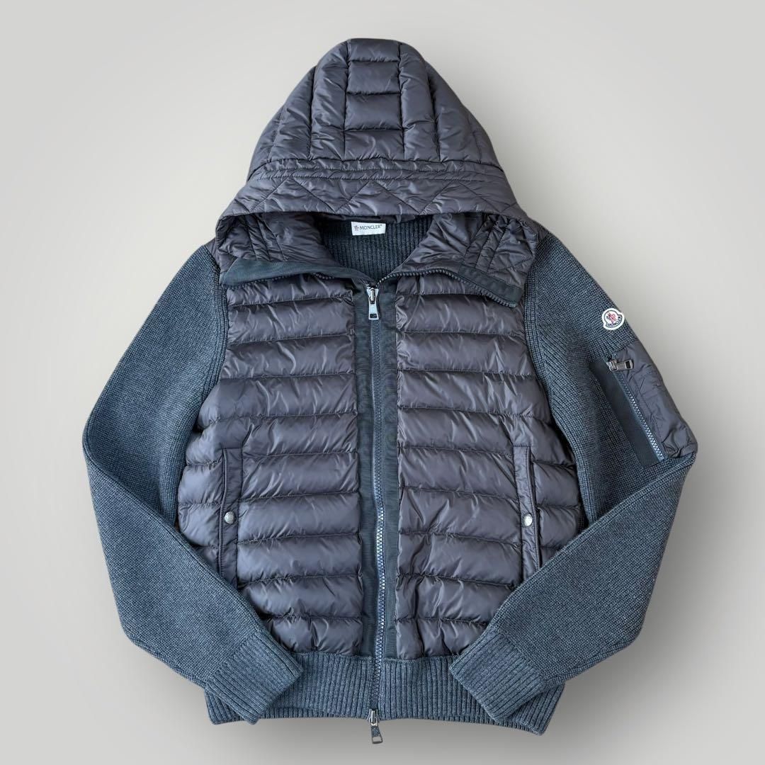 Lサイズ・極美品 MONCLER ハイブリッド ニットダウンジャケット グレー