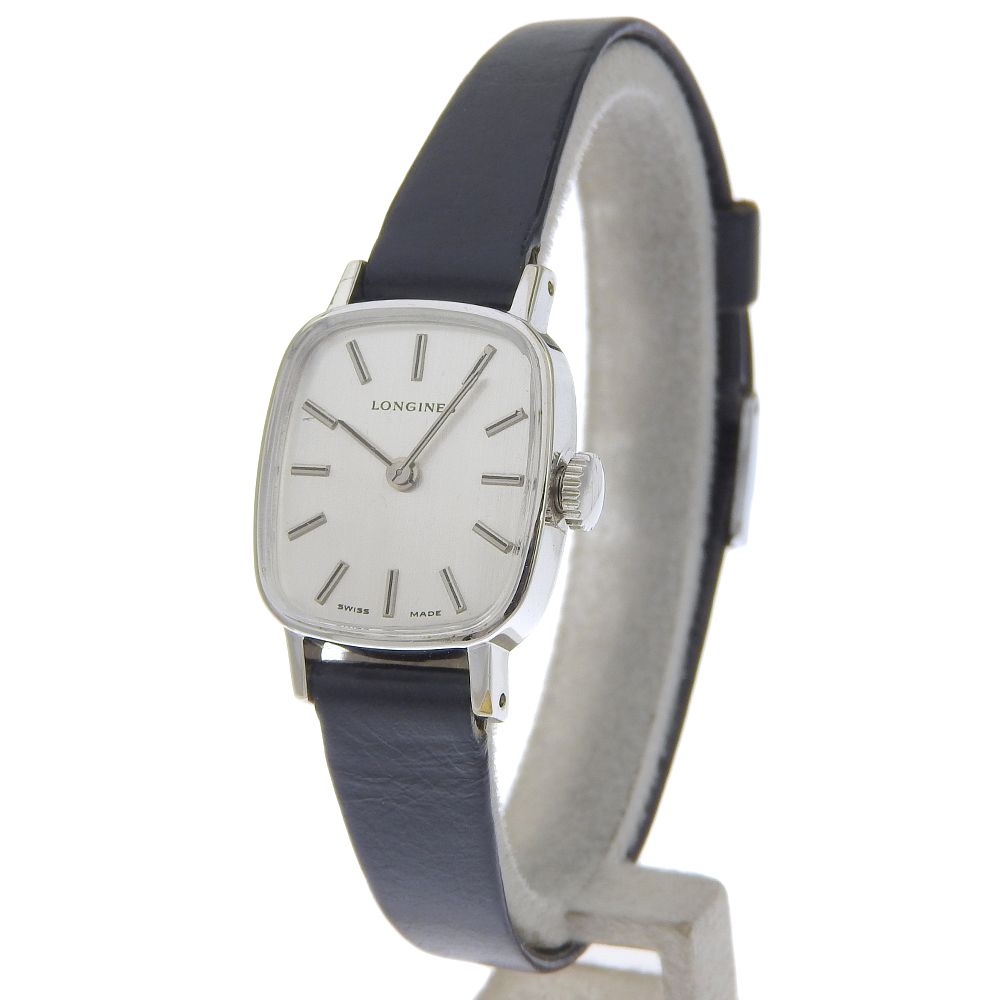 【H】LONGINES ロンジン 手巻き 腕時計　シルバー　レディース LONGINES】ロンジン Cal.5602 ステンレススチール×型押しレザー 手巻き