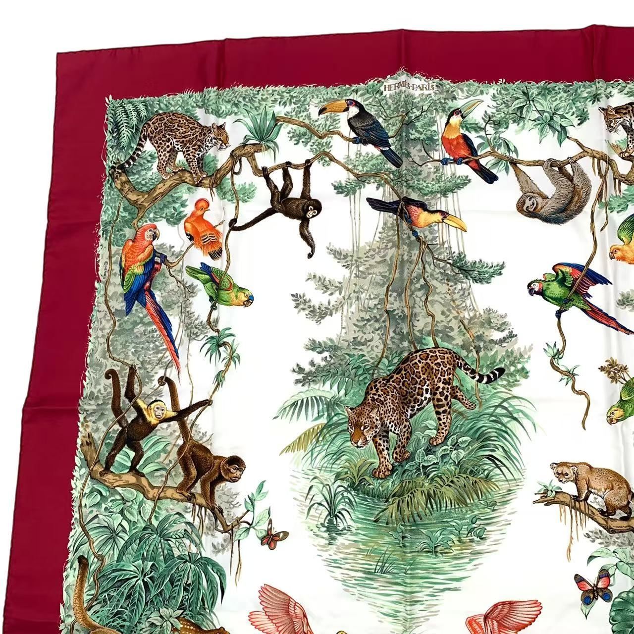 極美品 HERMES エルメス スカーフ カレ90 EQUATEUR 赤道直下 動物 鳥
