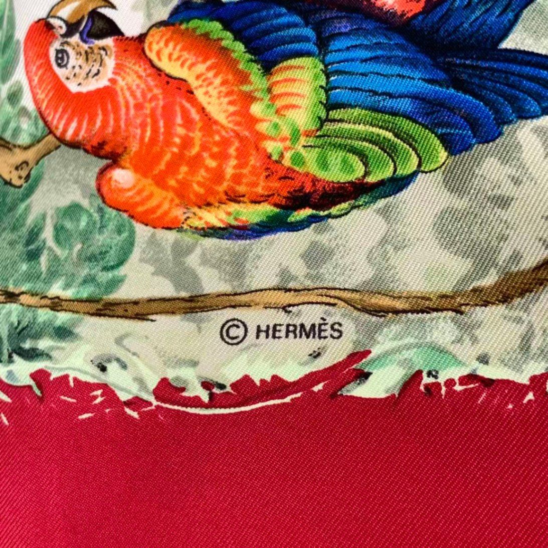 極美品 HERMES エルメス スカーフ カレ90 EQUATEUR 赤道直下 動物 鳥