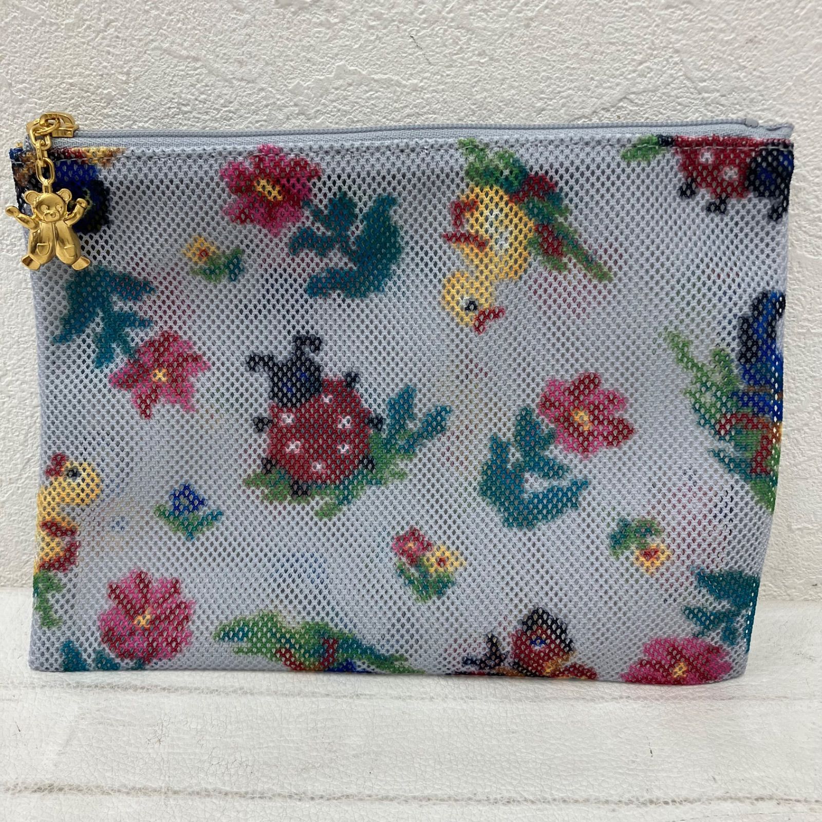 7656 良品 FEILER フェイラー HEIDE ハイジ メッシュポーチ シルバー