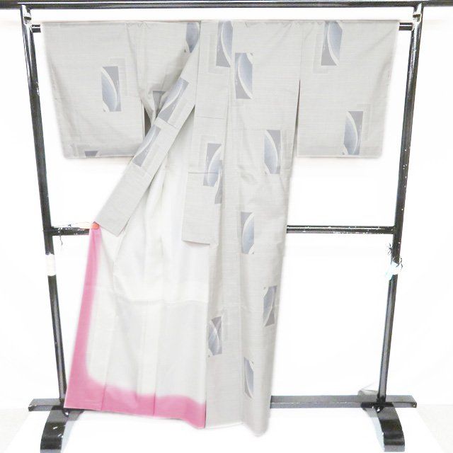 特選 本場 大島紬 白大島 着物 中古 正絹 袷 ラベル付き 作家物 オフ