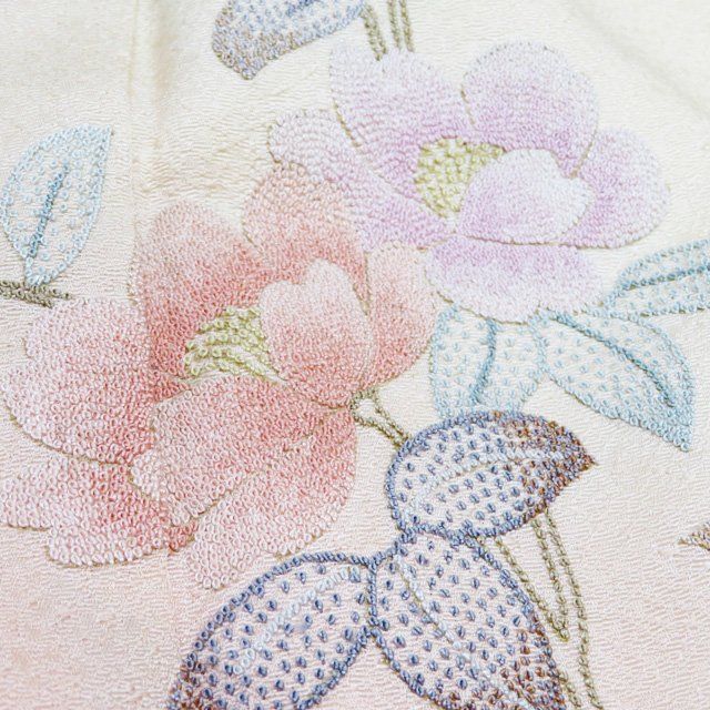 付下げ 付け下げ 訪問着 着物 中古 正絹 袷 相良刺繍 花の図 暈し