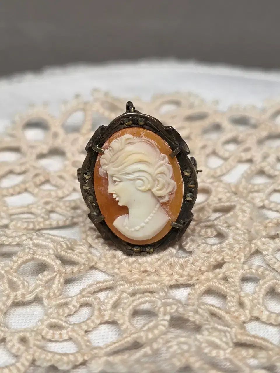 シルバー 800 シェル カメオ ブローチ アンティーク - メルカリ