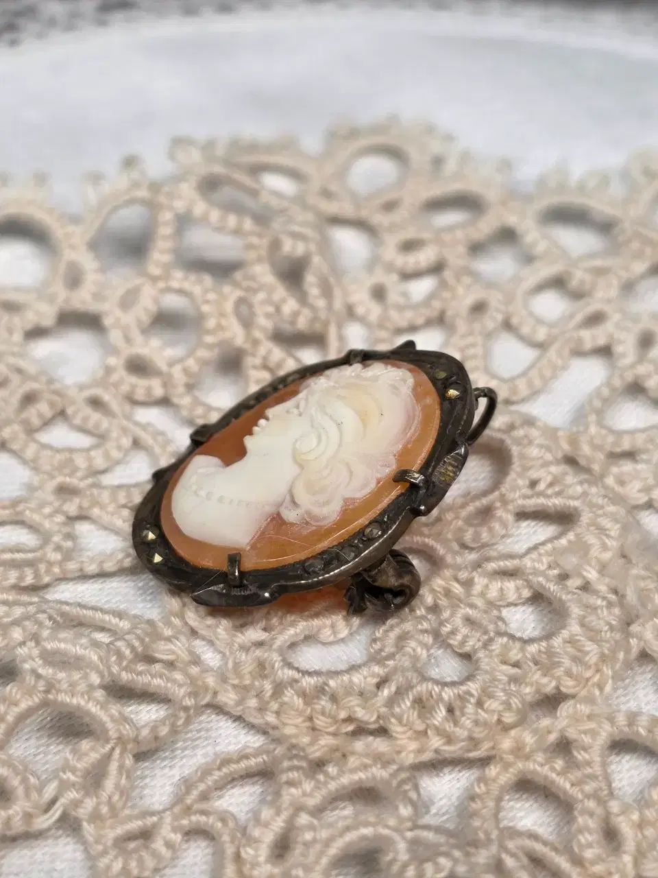 シルバー 800 シェル カメオ ブローチ アンティーク - メルカリ
