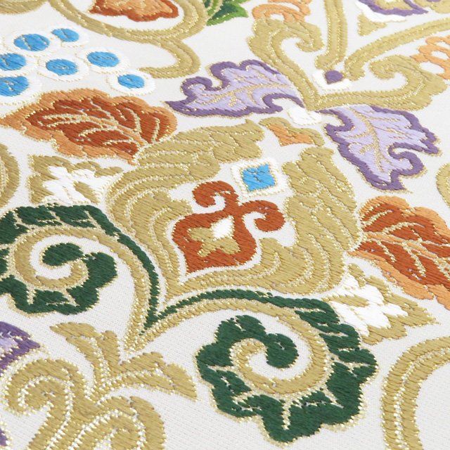 特選 袋帯 未使用 正絹 フォーマル 仕立て上がり 全通 葡萄唐草紋 花