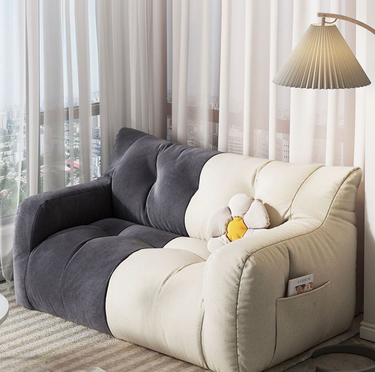 メルカリ最安値 体 に フィット ビーズ フロア コーナー ソファ