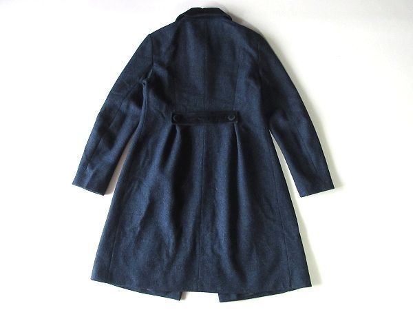 フランス製 agnes b. アニエスベー ベルベット/ベロア切替 丸襟 ウール