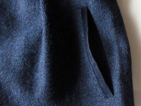 フランス製 agnes b. アニエスベー ベルベット/ベロア切替 丸襟 ウール