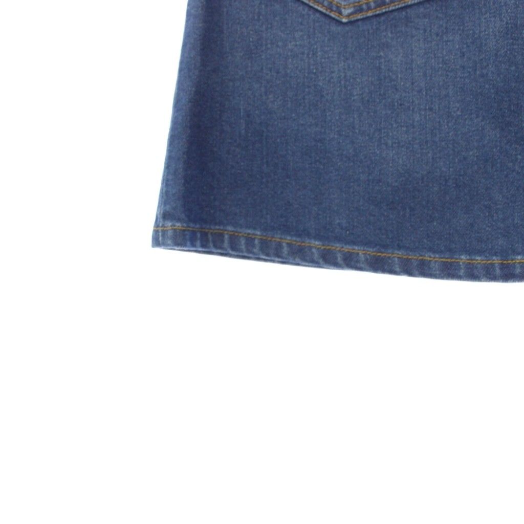 グッチ GUCCI フラワー刺繍 デニムスカート 台形 ミニ 38 青 456973