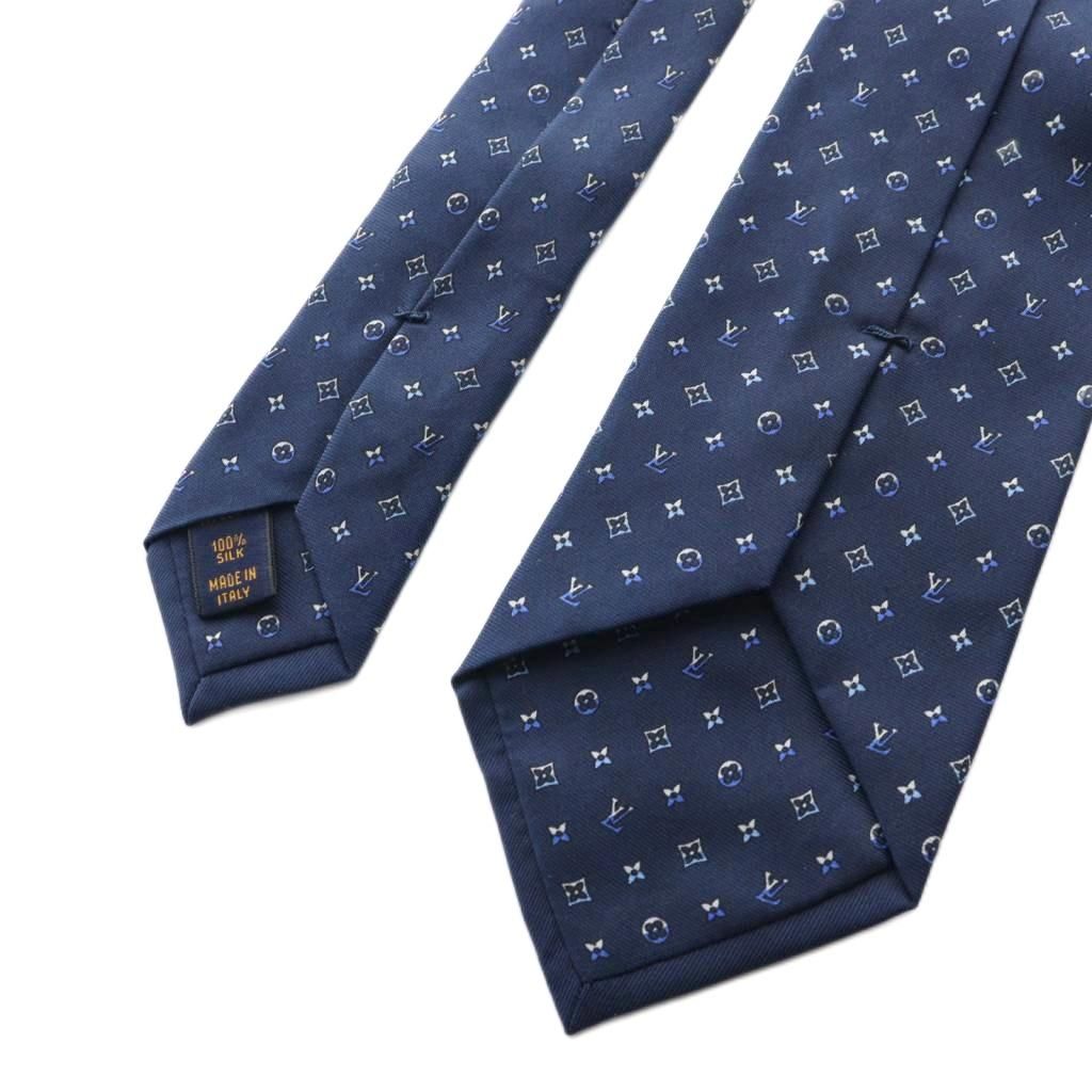 ルイヴィトン LOUIS VUITTON モノグラム ネクタイ シルク 紺 ネイビー