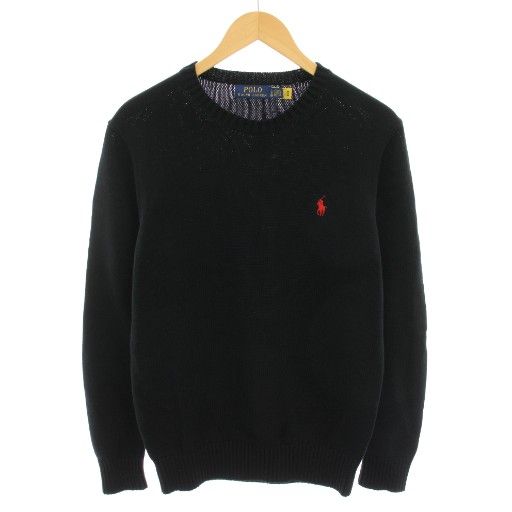 新品【メルカリ市価格】POLO RALPH LAUREN メンズウールニット 黒 ポロ ラルフローレン POLO RALPH LAUREN ニット セーター クルーネック