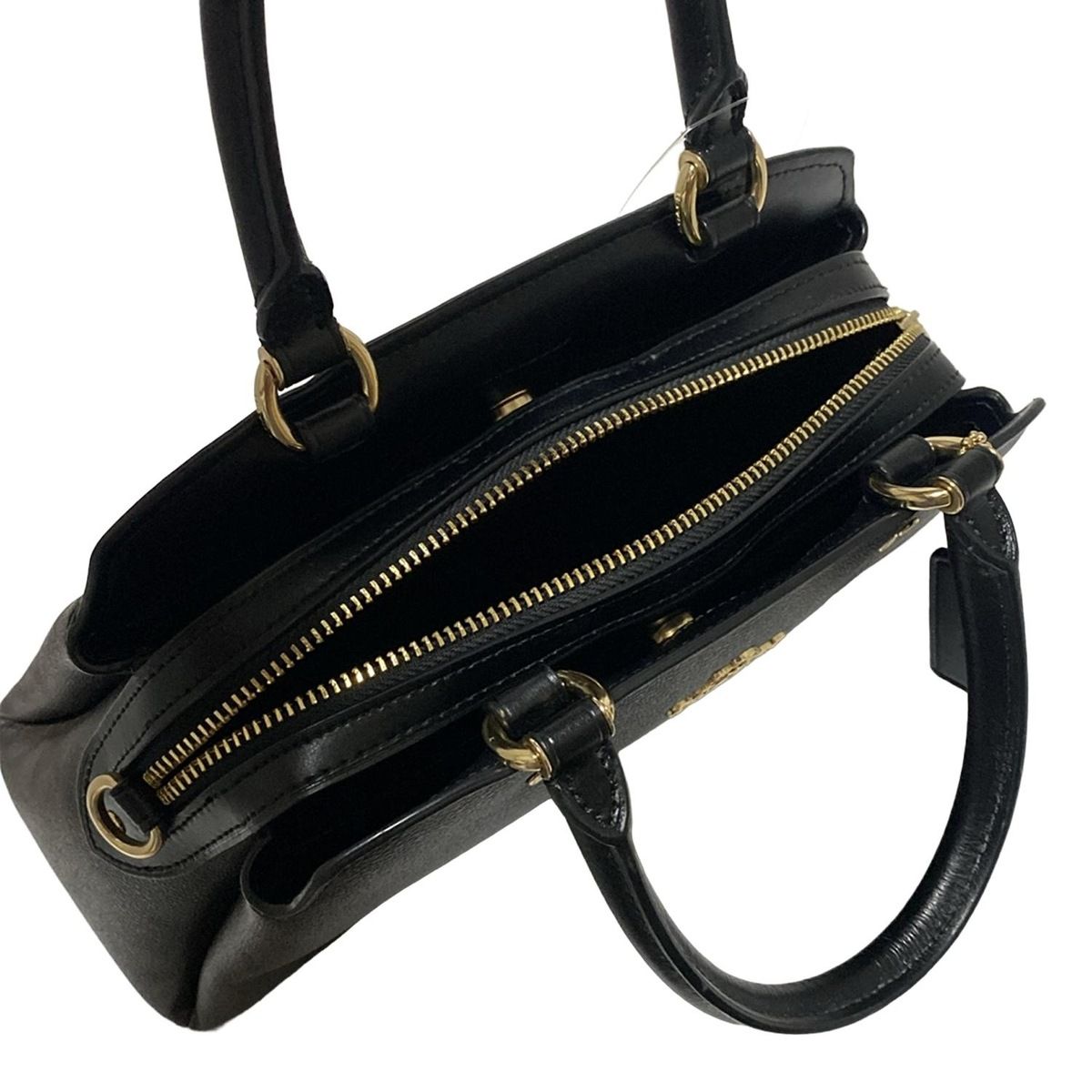 COACH(コーチ) ハンドバッグ - 91494 ダークブラウン×黒 レザー - メルカリ