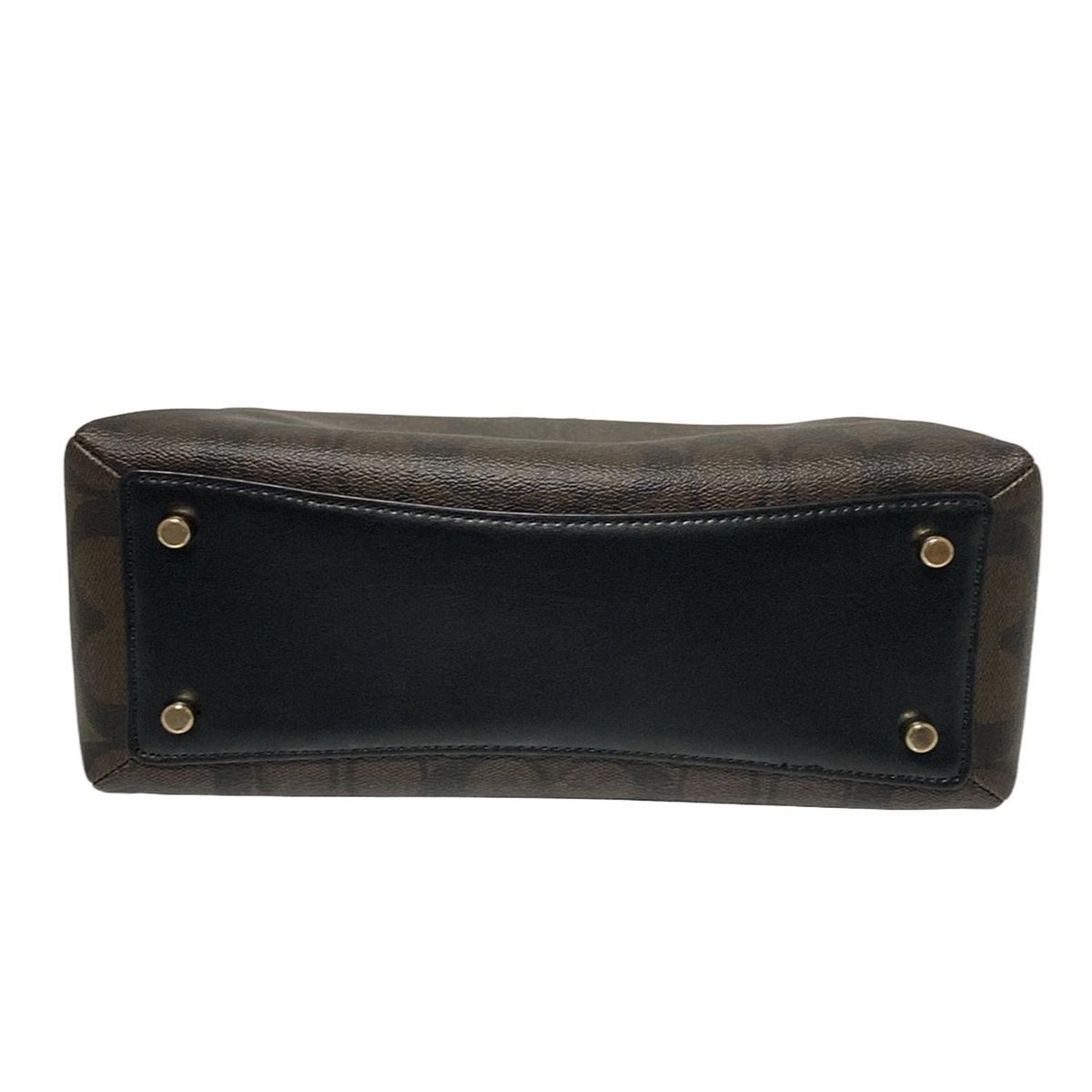 COACH ロゴ入りハンドバッグ ブラウン/ブラック COACH(コーチ) ハンドバッグ - 91494 ダークブラウン×黒 レザー - メルカリ