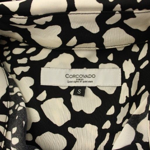 CORCOVADO コルコバード シャツワンピース 七分袖 ロング S 黒 白 /KH  