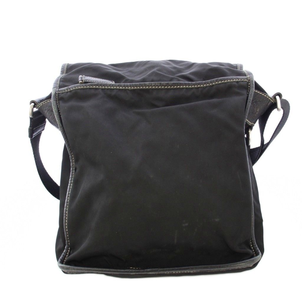 プラダ PRADA ショルダーバッグ ナイロン レザー 切替 ワンカラー 黒