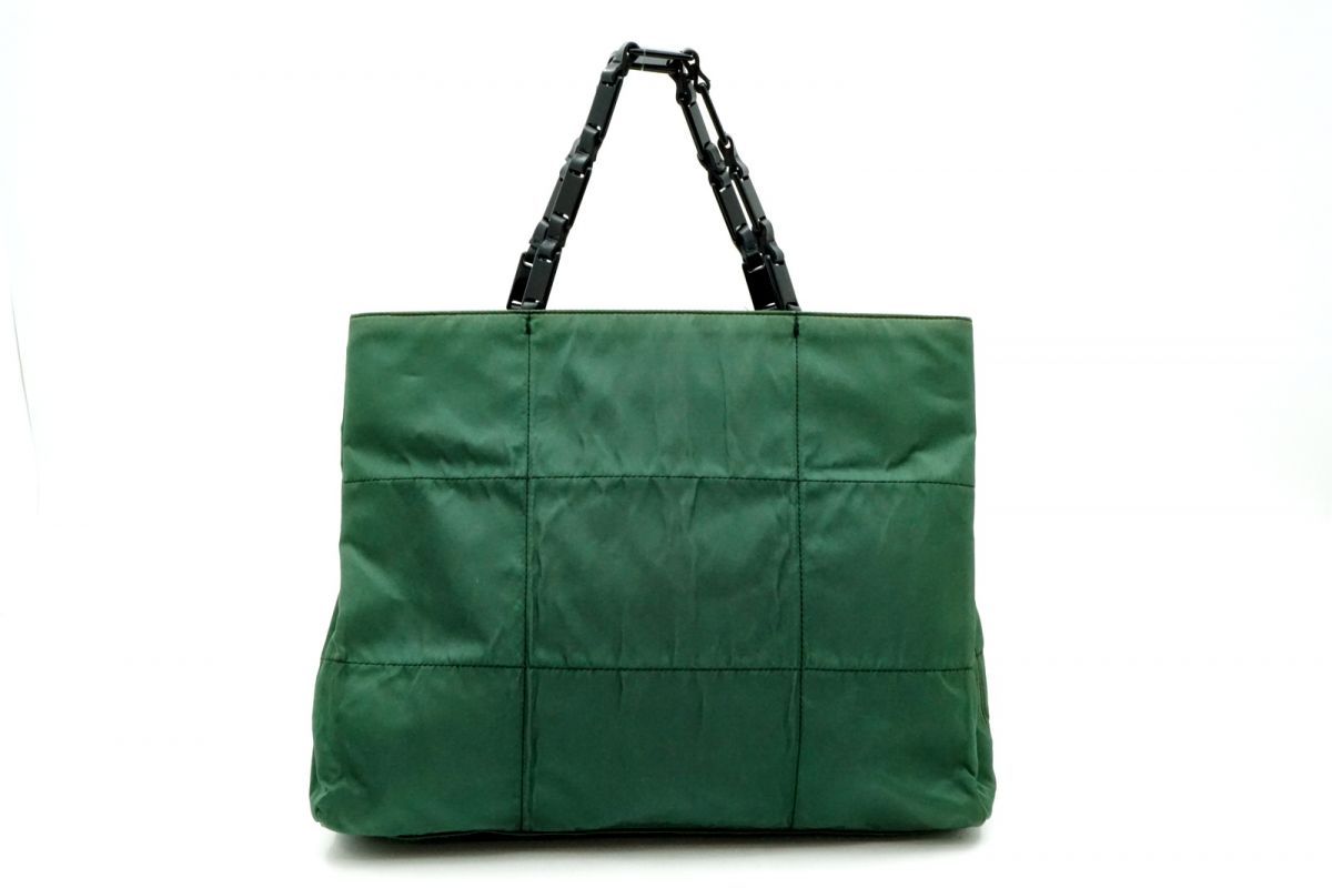 プラダ ハンドバッグ トート プラスチック ハンドル ナイロン 緑