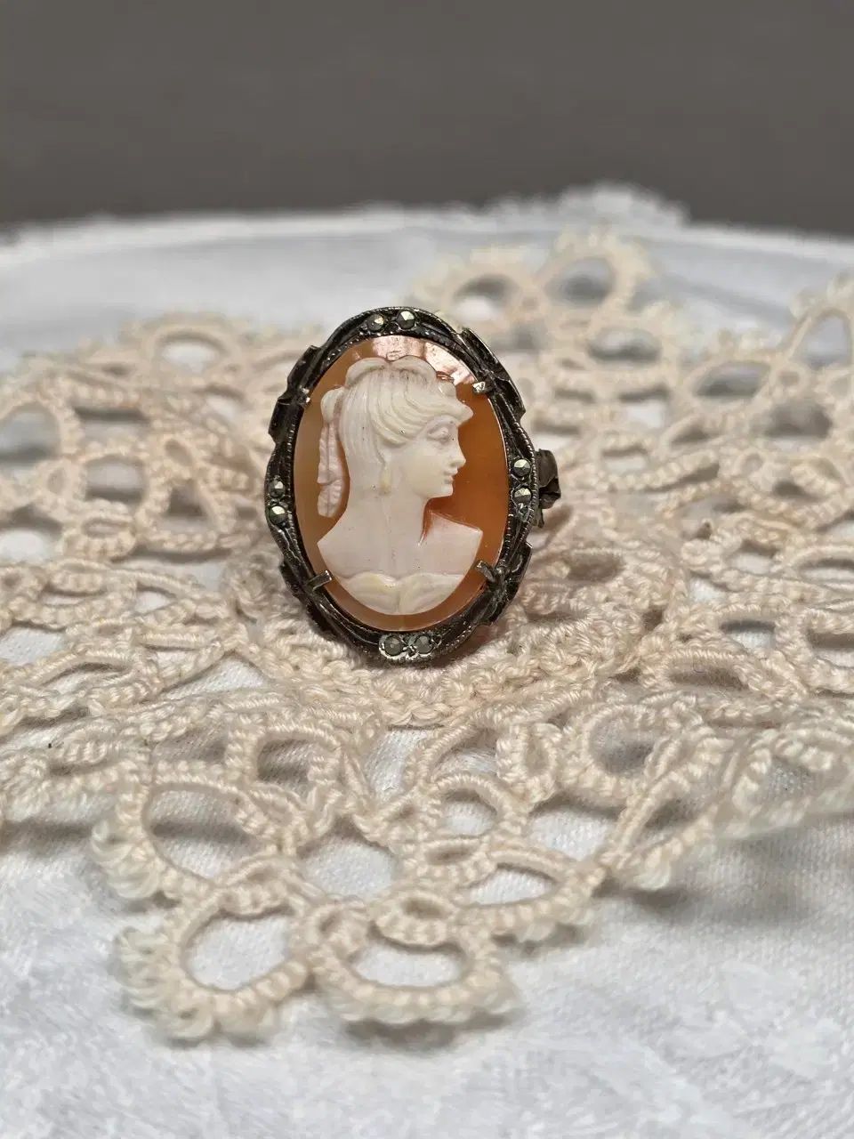 アンティーク シェル カメオ ブローチ アンティーク エンティック