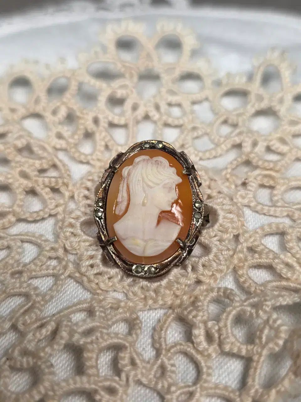 アンティーク シェル カメオ ブローチ アンティーク エンティック