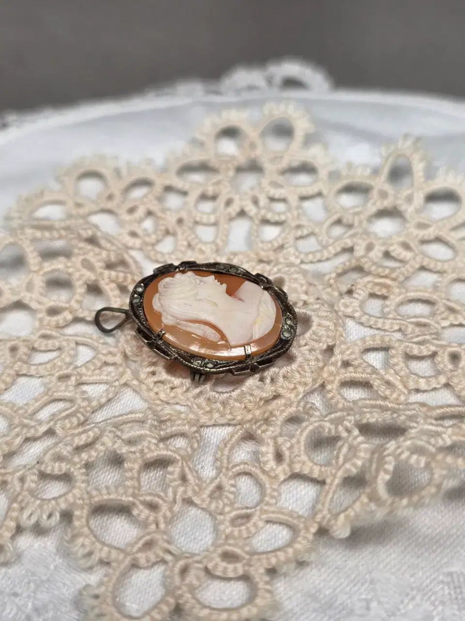 アンティーク シェル カメオ ブローチ アンティーク エンティック