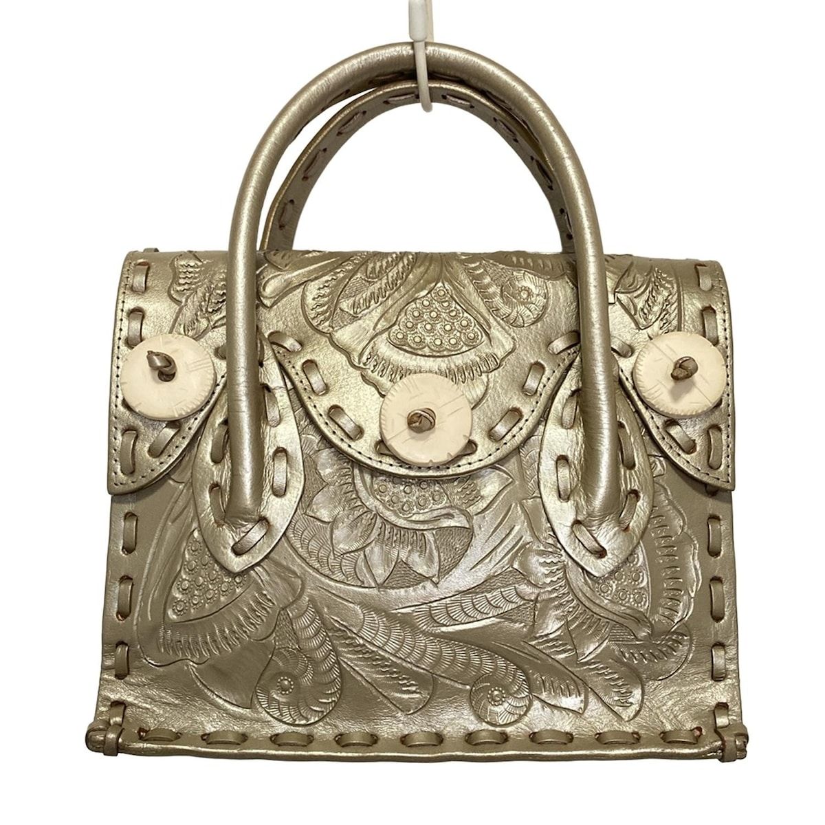 美品 Carving TRIBES ハンドバッグ レザー カットワーク 美品 Carving