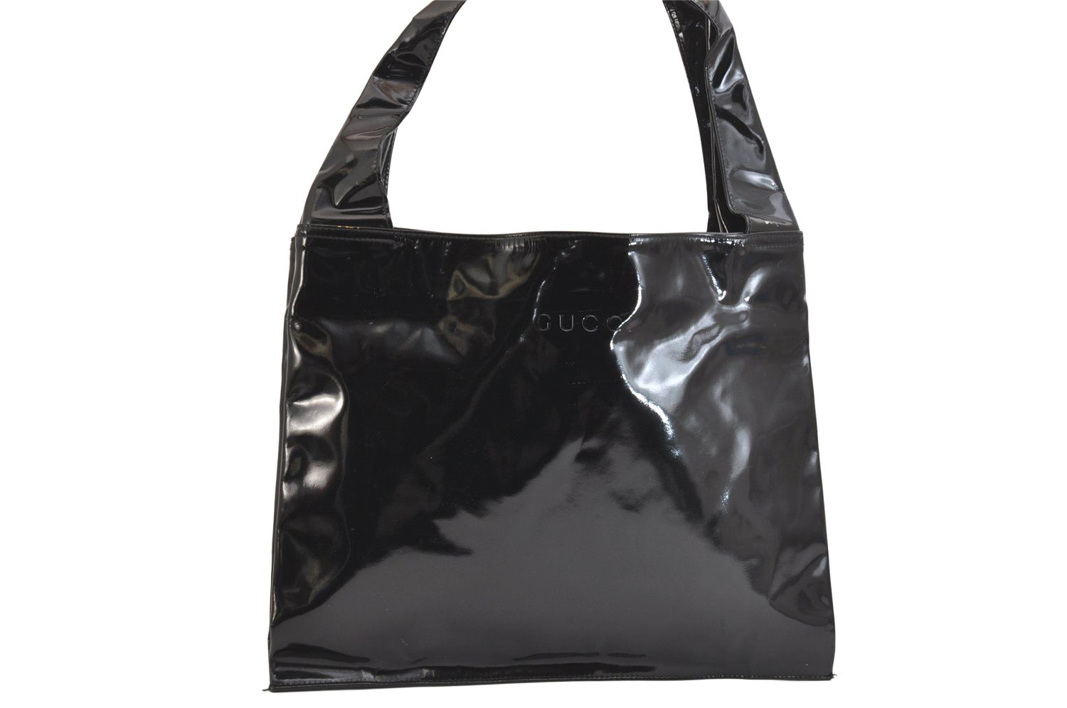 GUCCI グッチ ヴィンテージ ショルダーハンドバッグ エナメル ブラック