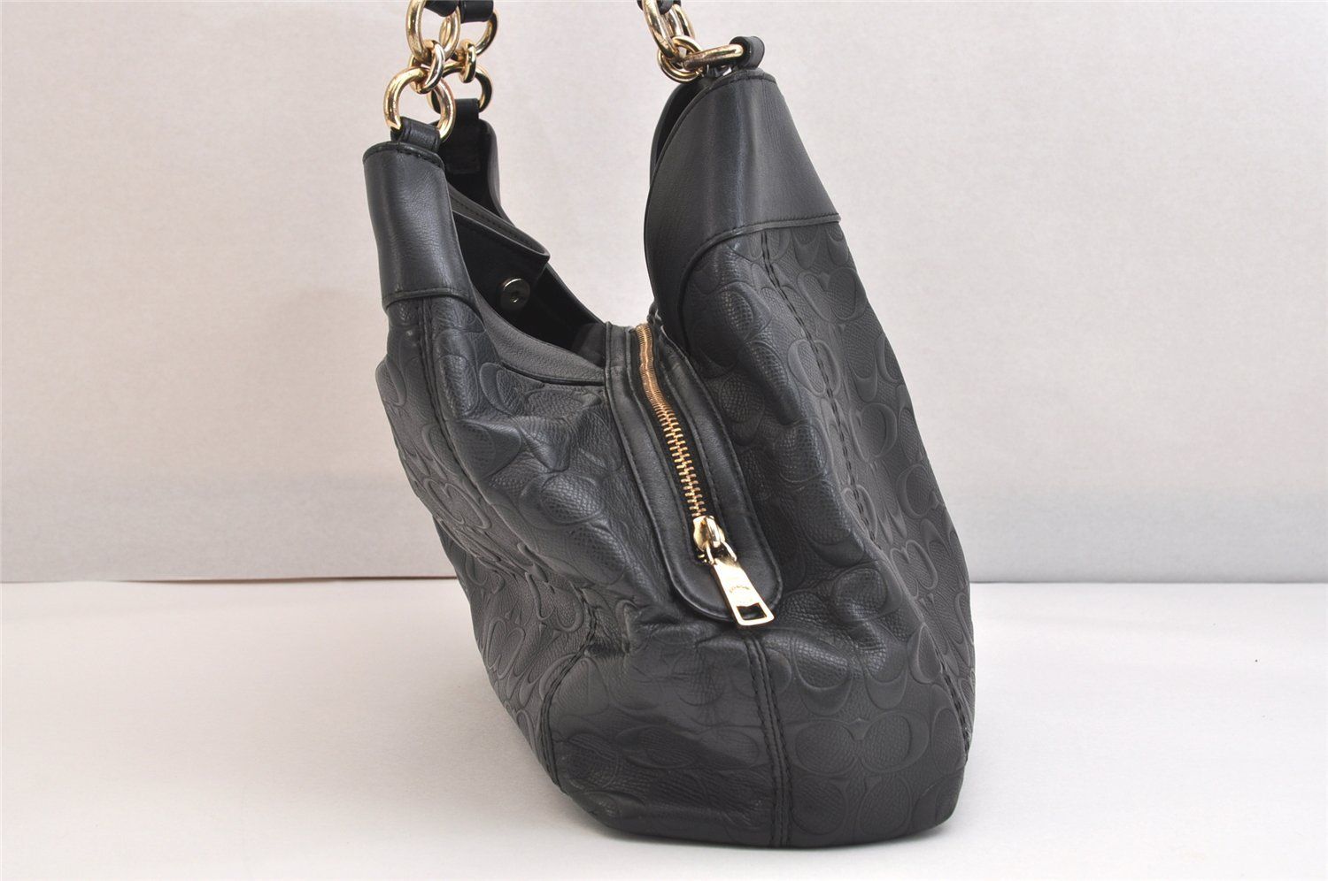 コーチ　ブラック ショルダーバッグ COACH コーチ シグネチャー ヴィンテージ ショルダーハンドバッグ