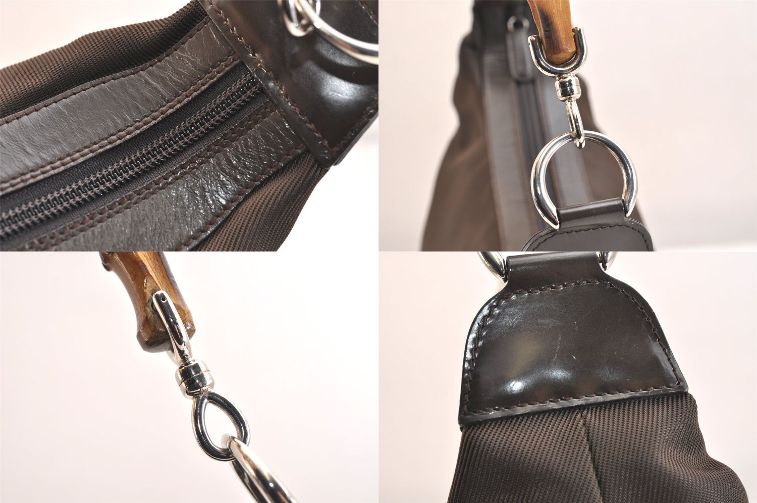 GUCCI グッチ ヴィンテージ バンブー ショルダーハンドバッグ ナイロン 