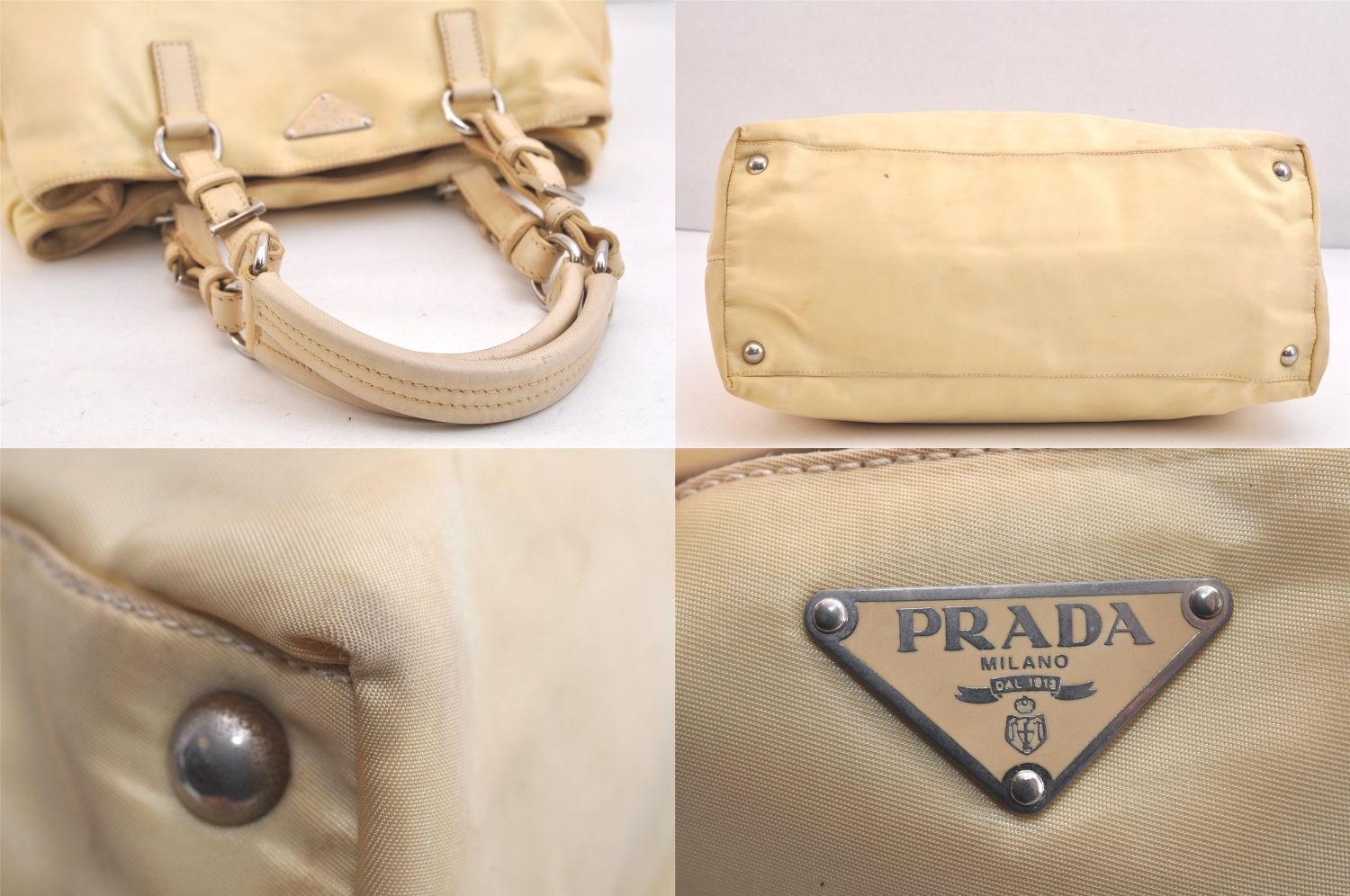 PRADA プラダ ヴィンテージ ナイロン レザー トート ハンドバッグ