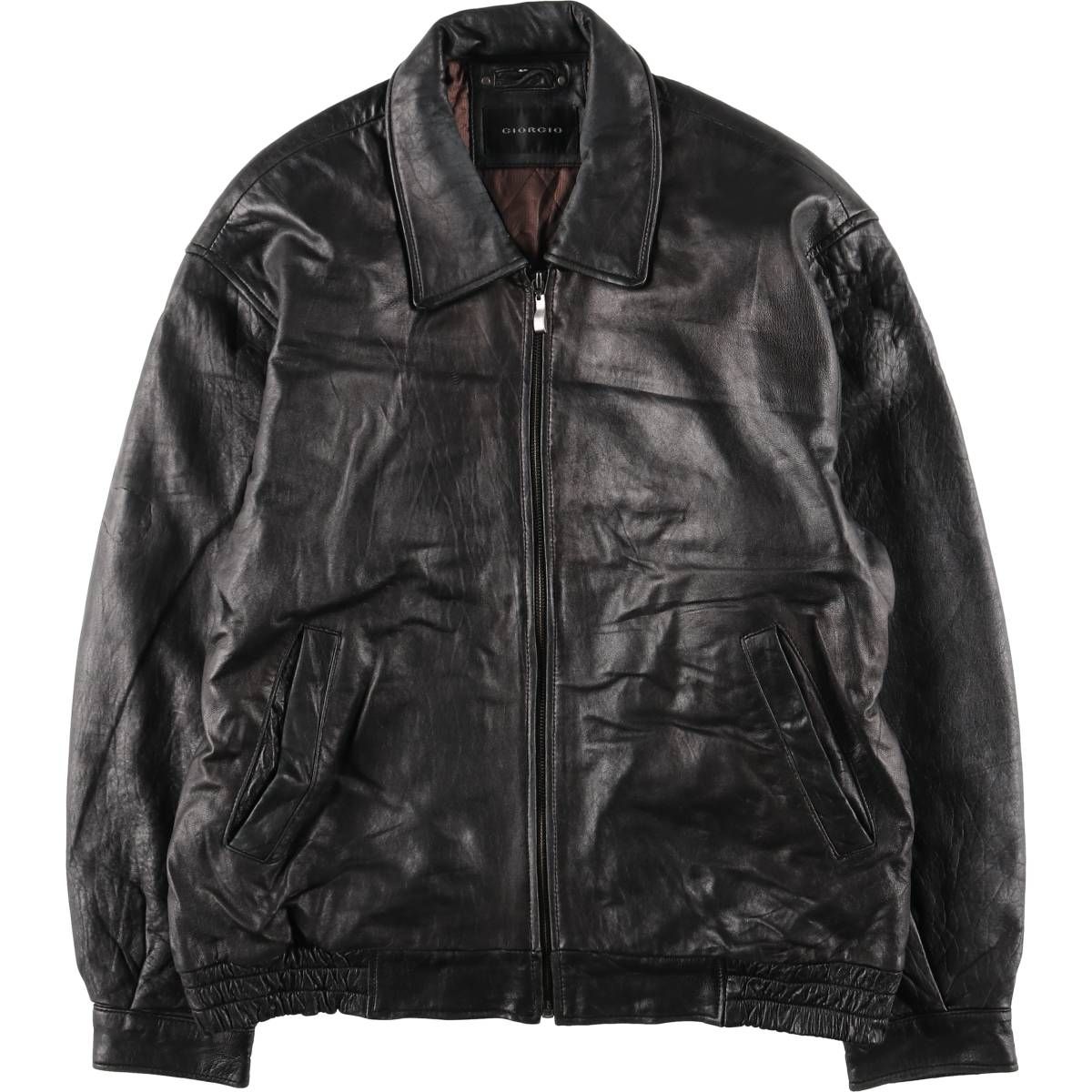 古着 GIORGIO スイングトップタイプ 中綿入り レザーブルゾン メンズXL相当/eaa566339