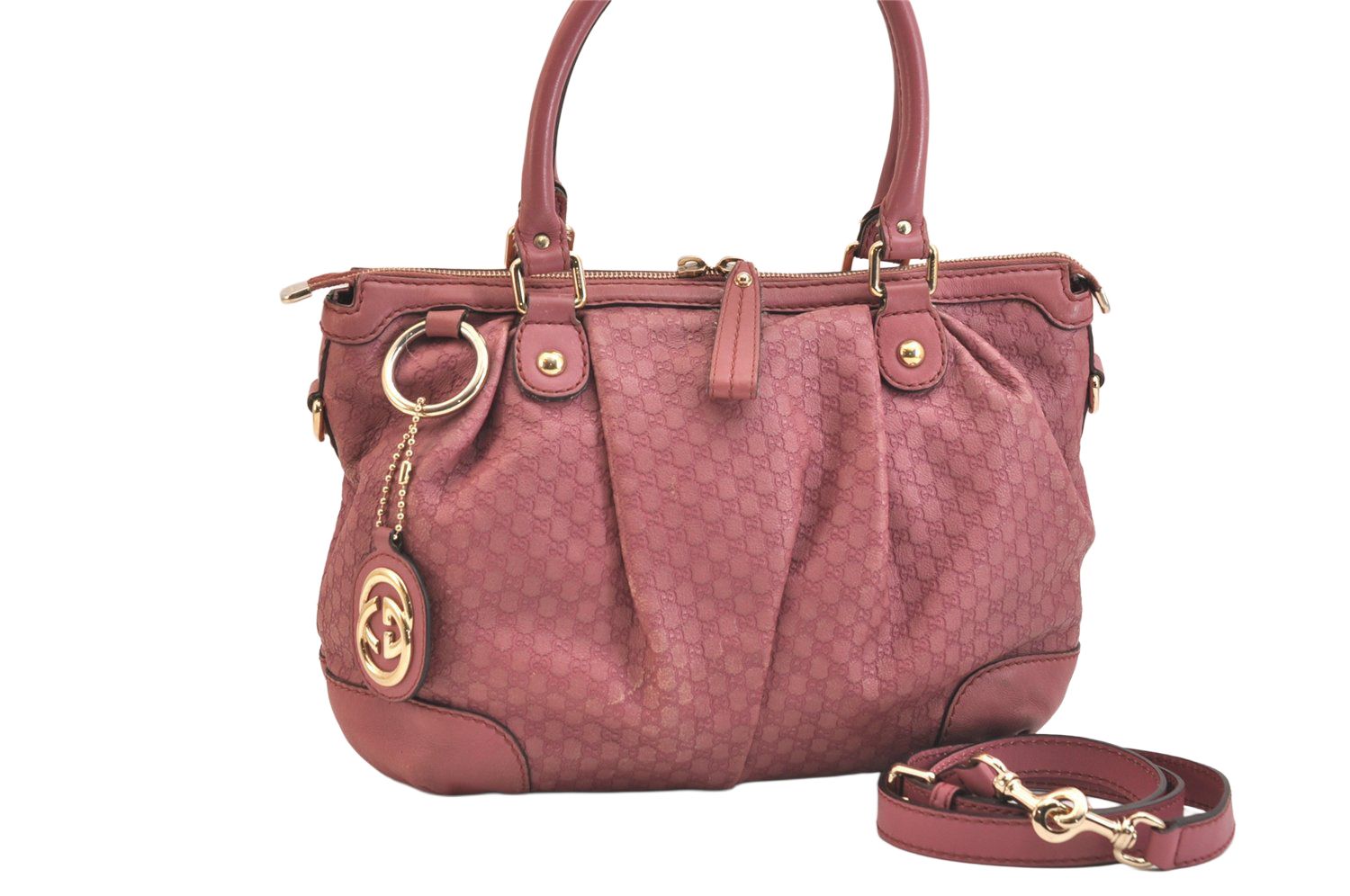 GUCCI グッチ スーキー 2WAYトートバッグ ピンク GGエンボス レザー GUCCI グッチ マイクロ グッチシマ スーキー 2Way トートバッグ GG