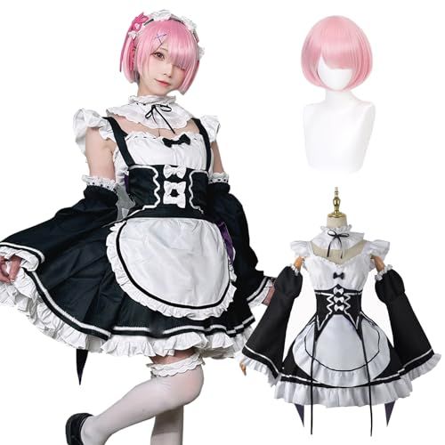 神併 Re ０から始まる異世界生活 コスプレ ウィッグ付き レム ラム エミリア 菜月昴 メイド服 リゼロ コスプレ衣装 大人用 仮装 cosplay 彡 e 53 cc 0 f 1