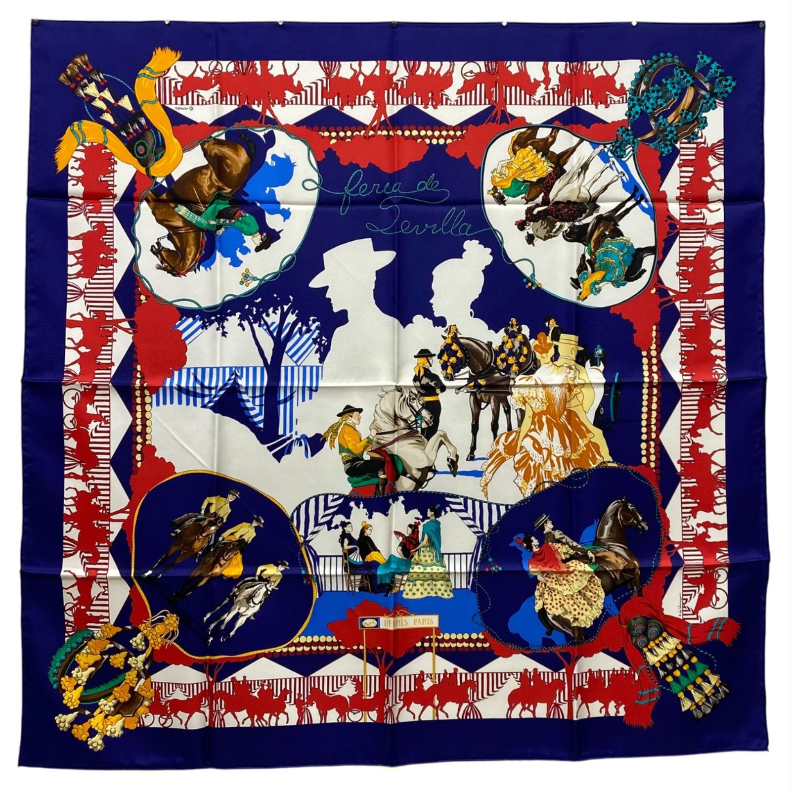 エルメス カレ90 feria de sevilla シルクスカーフ セビリアの休日