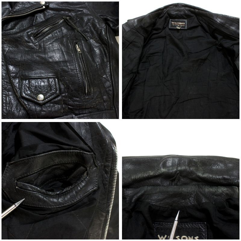 90s vintage WILSONS レザー ダブルライダースジャケット メンズ XL