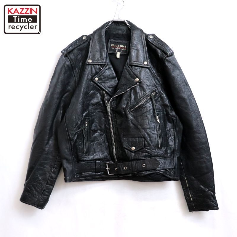 90s vintage WILSONS レザー ダブルライダースジャケット メンズ XL