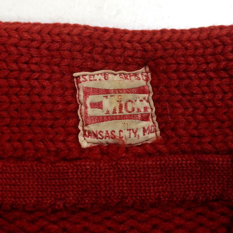 40s vintage Vネック ウール レタード ニットセーター メンズ Sサイズ