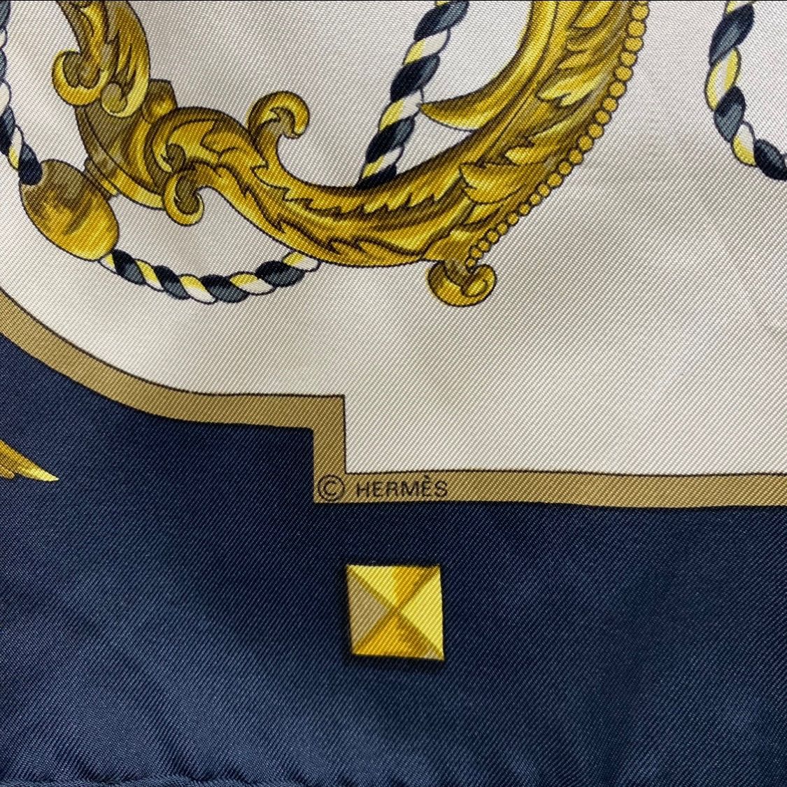 エルメス カレ90 LES CLES シルクスカーフ LES CLES ブラック HERMES