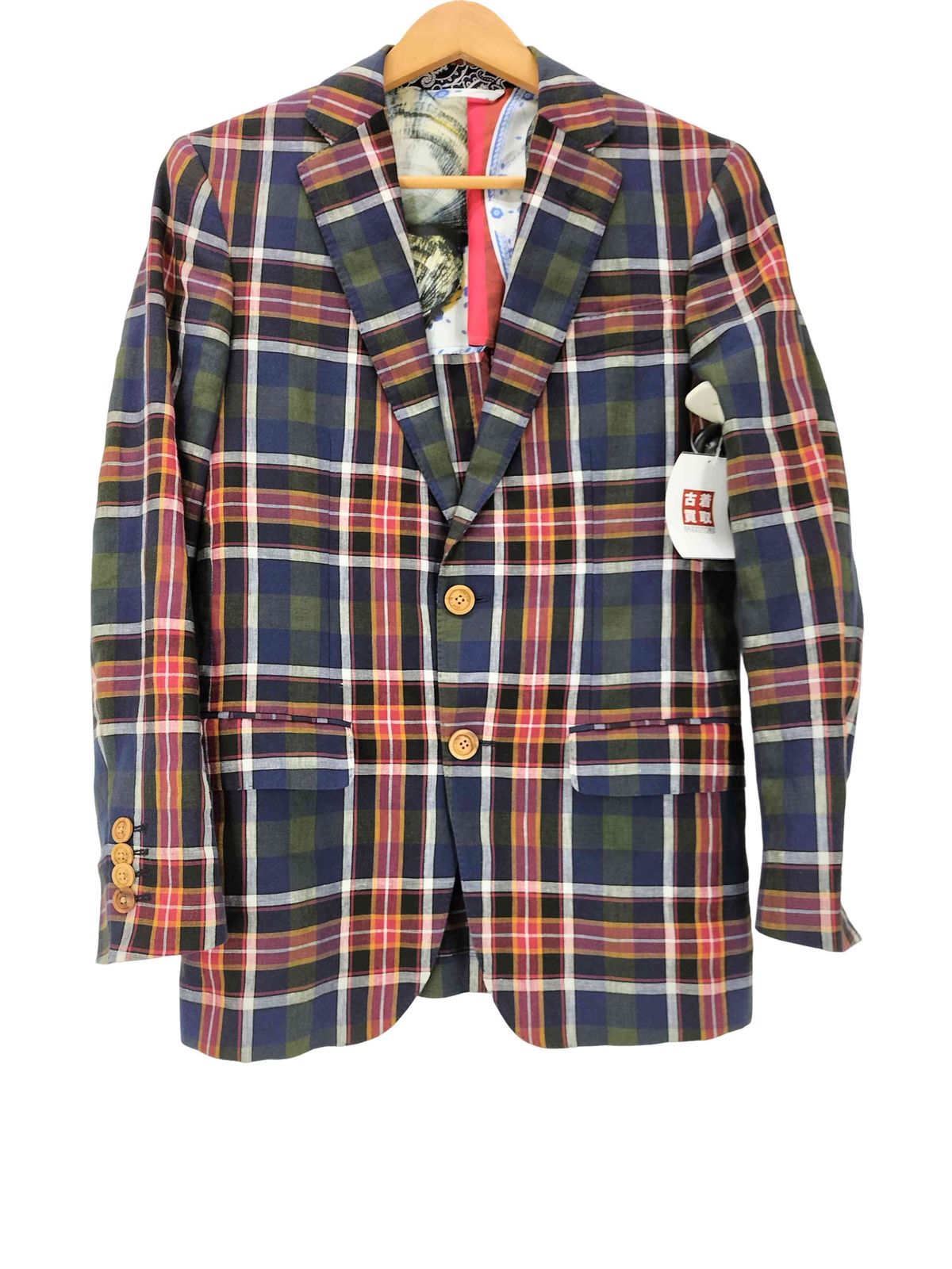 エトロ ETRO イタリア製 裏地シルク総柄 背抜き リネン コットン 2B