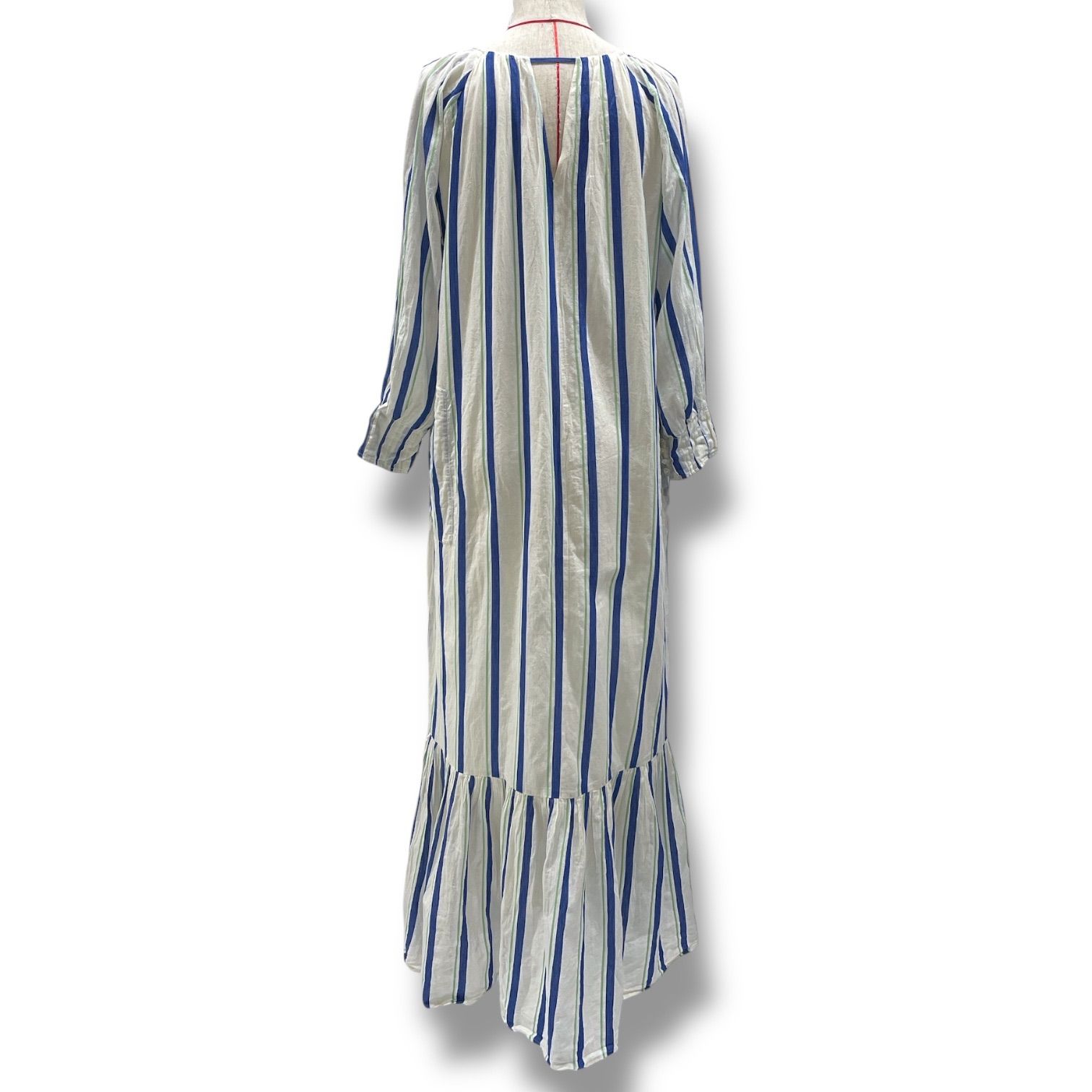 ne Quittez pas ヌキテパ Cotton Voile Stripe Gather Neck Dress