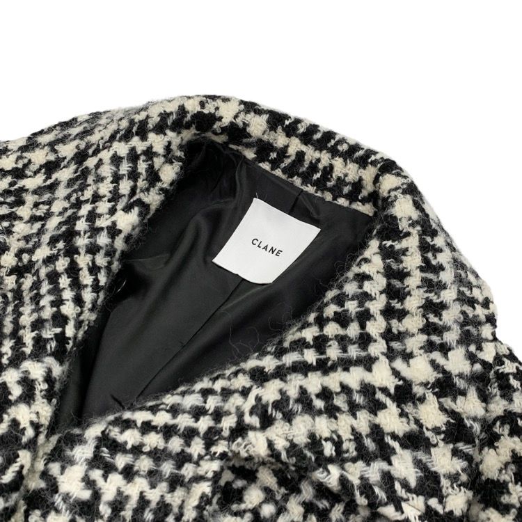 CLANE クラネ SHORT SHAGGY COCOON OVER COAT 千鳥柄コクーンオーバー