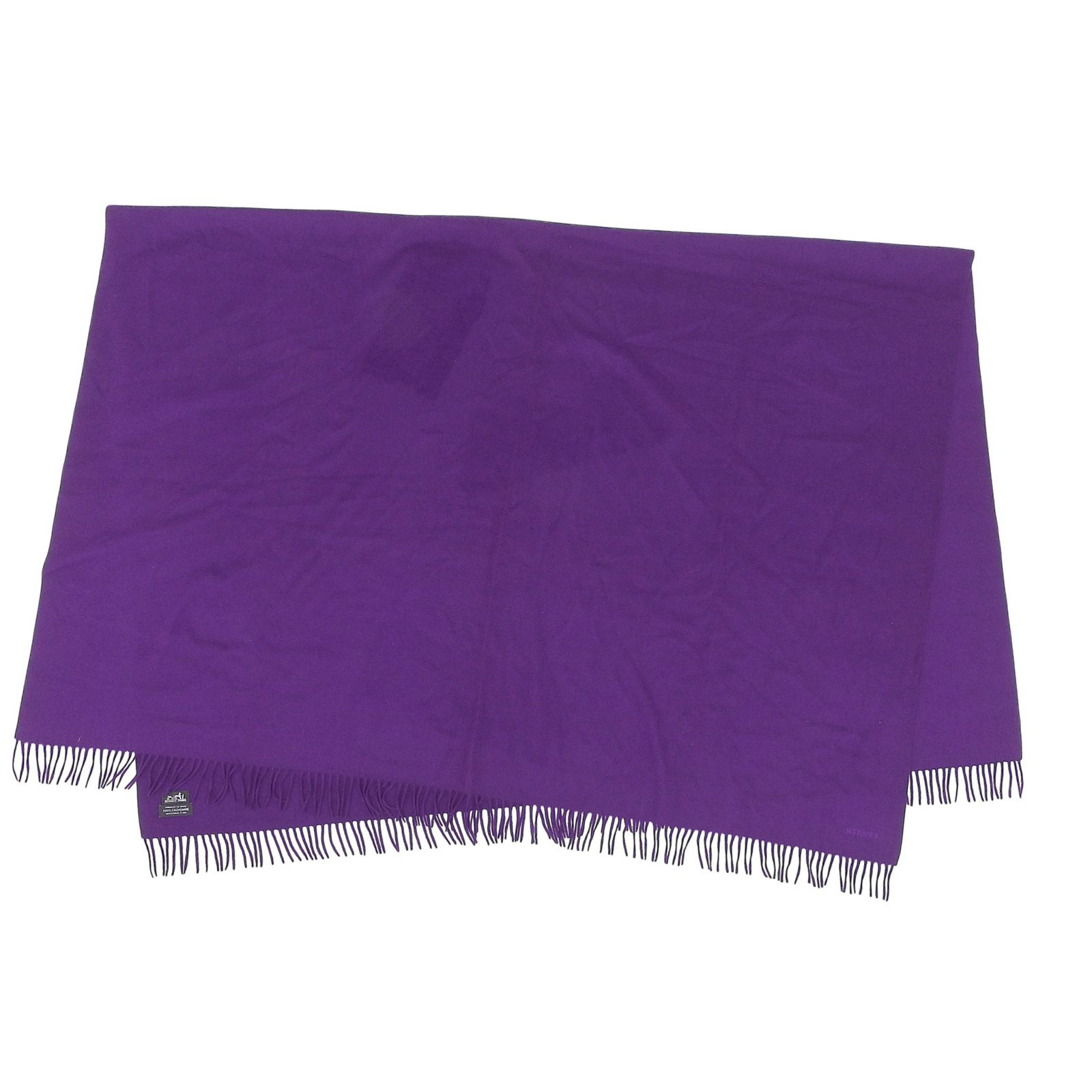 極美品△HERMES エルメス カシミヤ100％ イタリア製生地使用 ロゴ刺繍