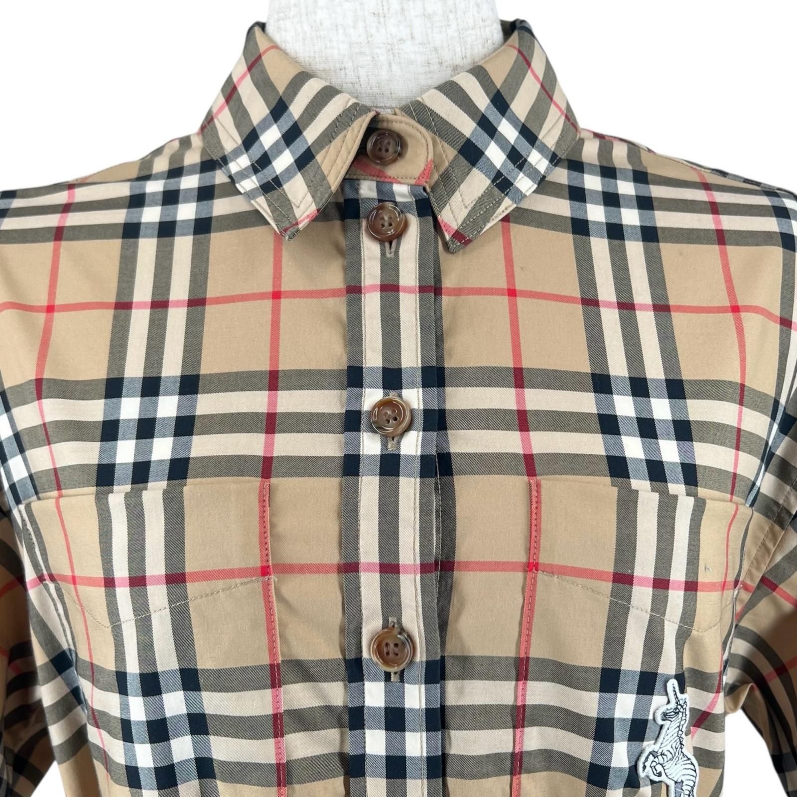 極美品△BURBERRY バーバリー 8032154 ロゴ刺繍 ノバチェック コットン
