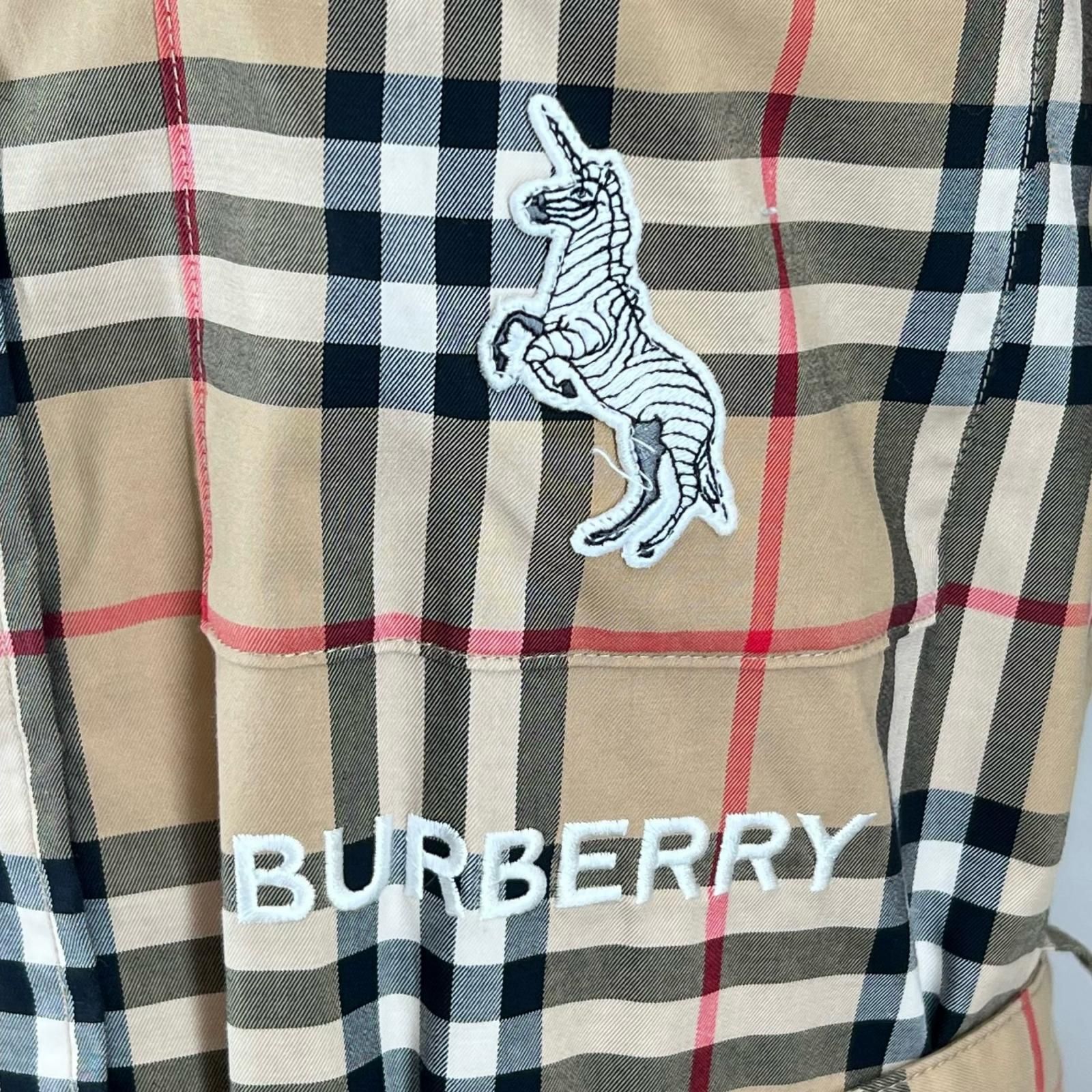未使用 極美品 バーバリー 現行 ワンピース シャツ ノバチェック 極美品△BURBERRY バーバリー 8032154 ロゴ刺繍 ノバチェック コットン
